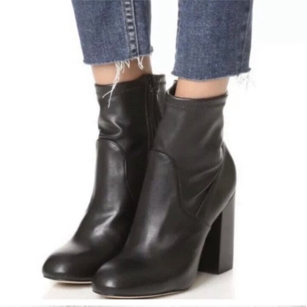 Rebecca Minkoff Bojana Leather Block Heel Bootie Black Size 7.5M